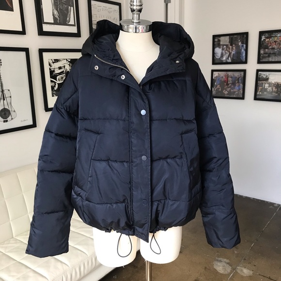 zara navy puffer jacket